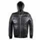 Barracuda Black Hooded Leather Bomber Jacket