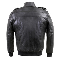 Barracuda Black Hooded Leather Bomber Jacket