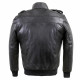 Barracuda Black Hooded Leather Bomber Jacket