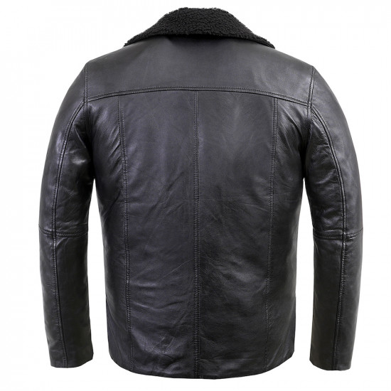 Furcliff Black Leather Coat 