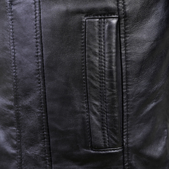 Furcliff Black Leather Coat 