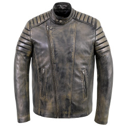 Distressed Brown Leather Biker Jacket