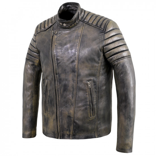 Distressed Brown Leather Biker Jacket