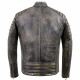 Distressed Brown Leather Biker Jacket