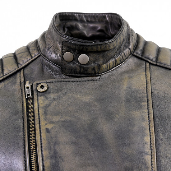 Distressed Brown Leather Biker Jacket