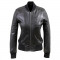 Ava Black Leather Bomber jacket