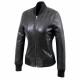 Ava Black Leather Bomber jacket