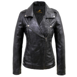 Nostalgic Black Leather Biker Jacket 