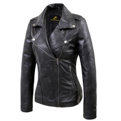 Nostalgic Black Leather Biker Jacket 