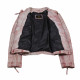 Distressed Pink Leather Biker Jacket 