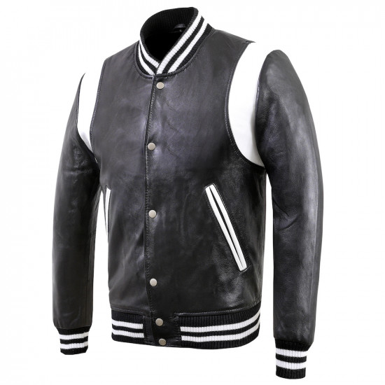 Black Leather Varsity Jacket