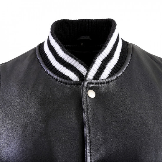 Black Leather Varsity Jacket